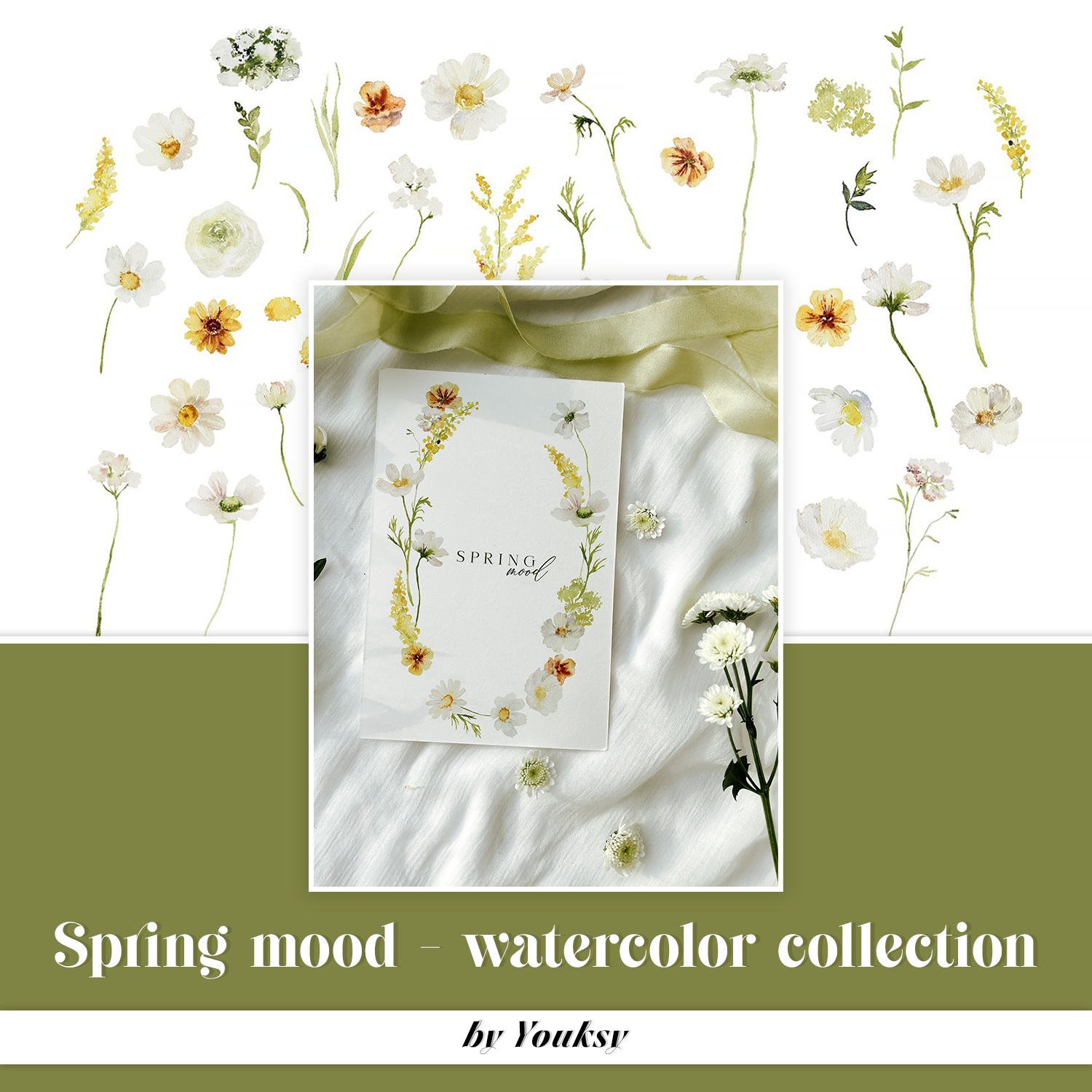 Spring mood watercolor collection preview.