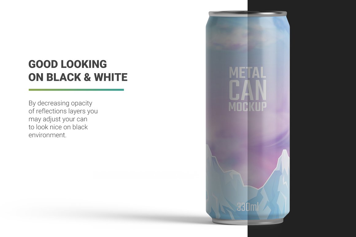 Interesting prints on cans with mountains.