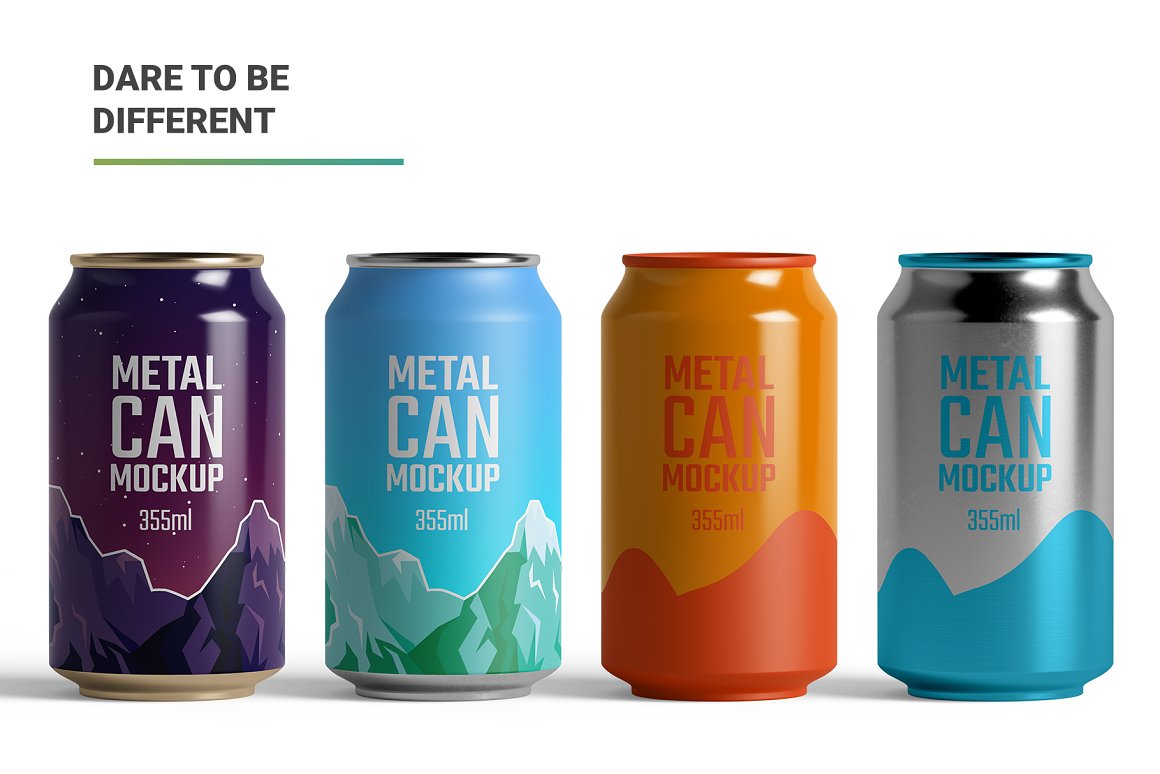 Different colors on cans.
