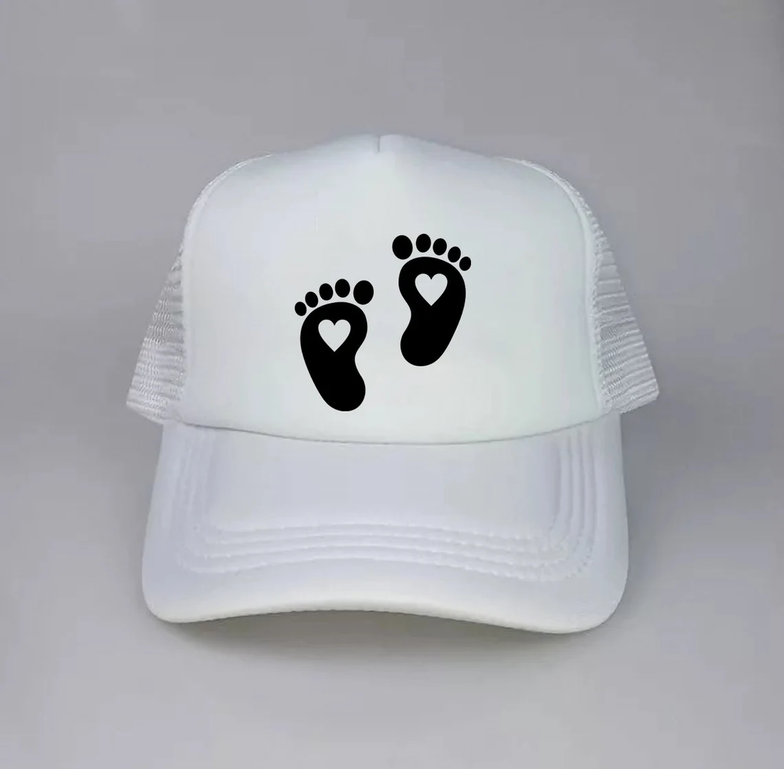White cap with leg prints.