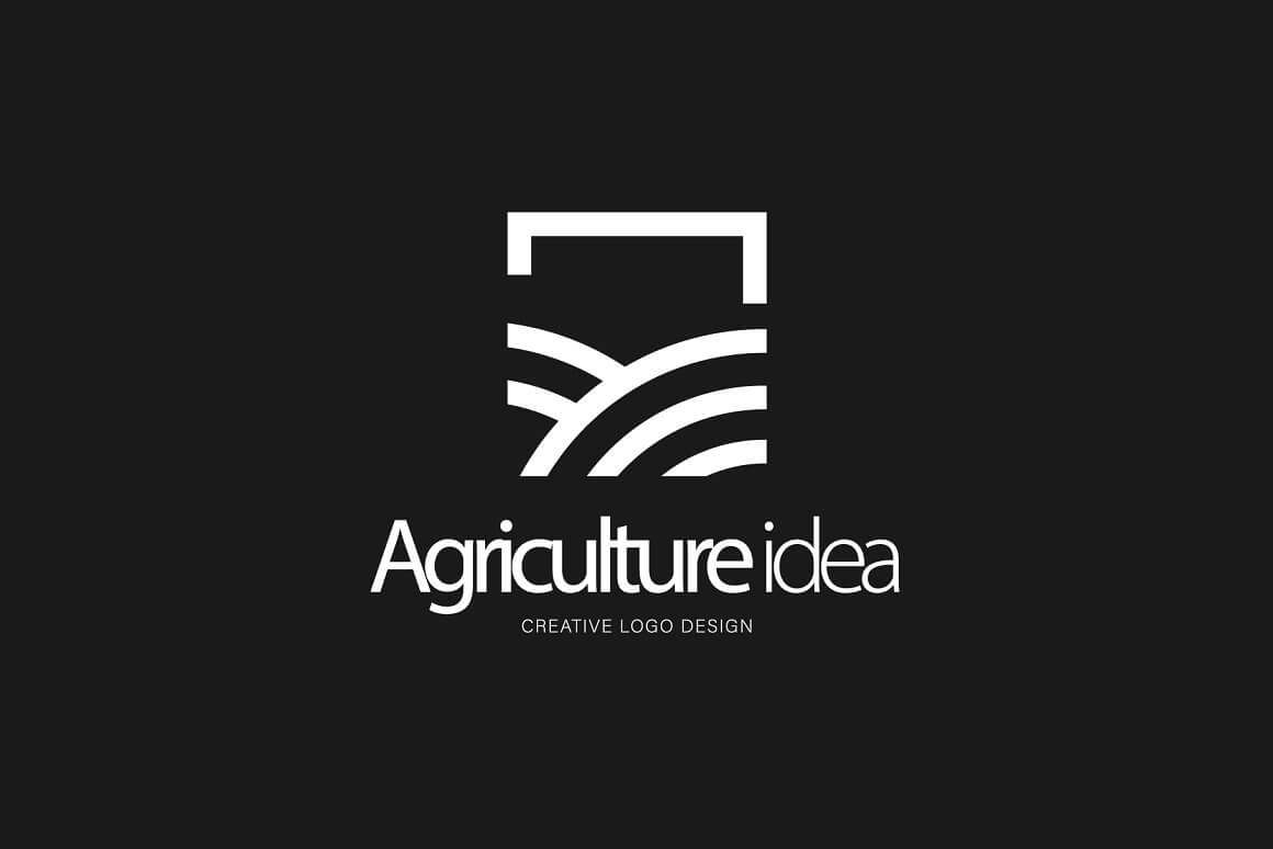 White agriculture logo on a black background.