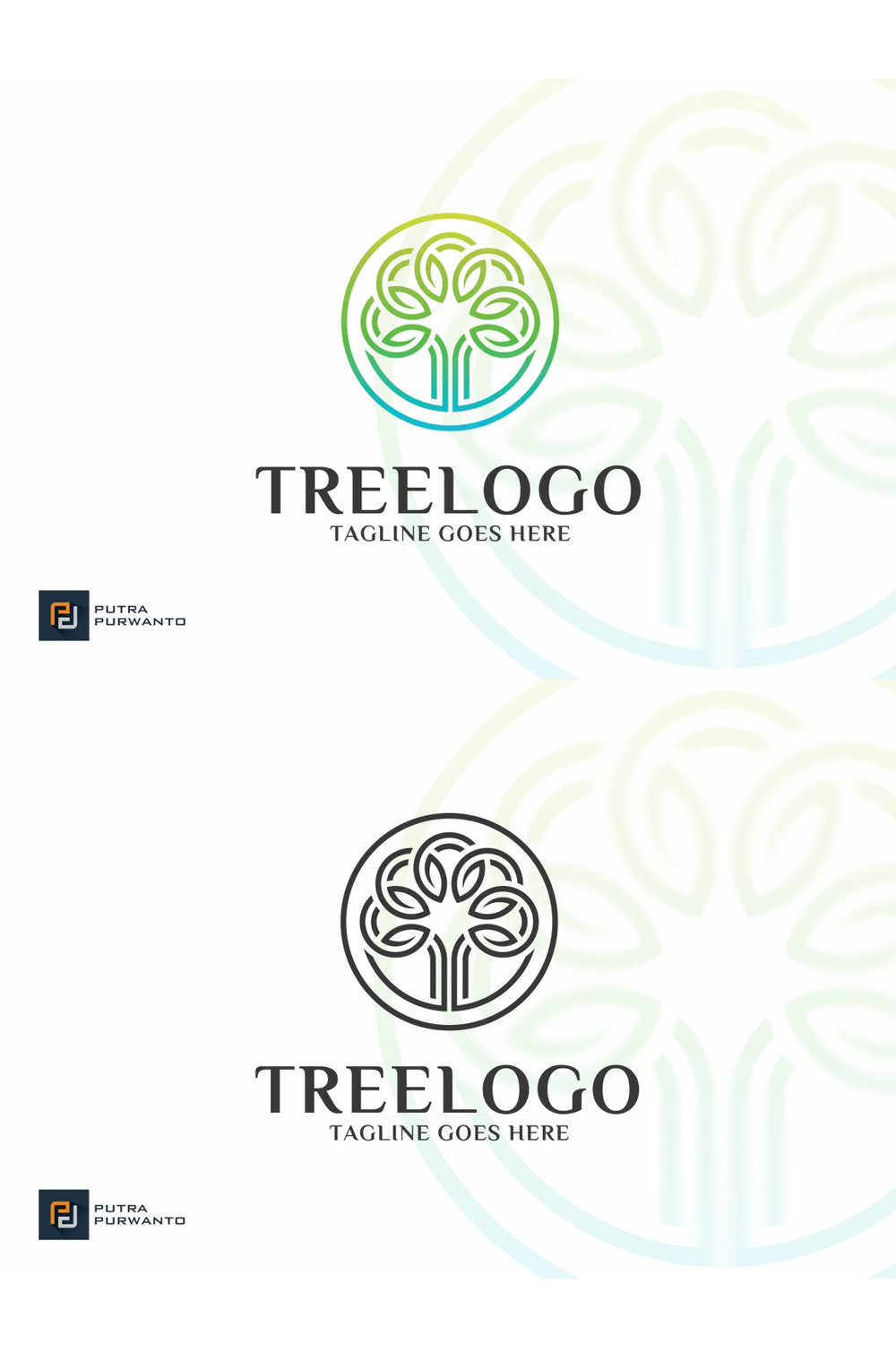 Two treelogos with and without color.
