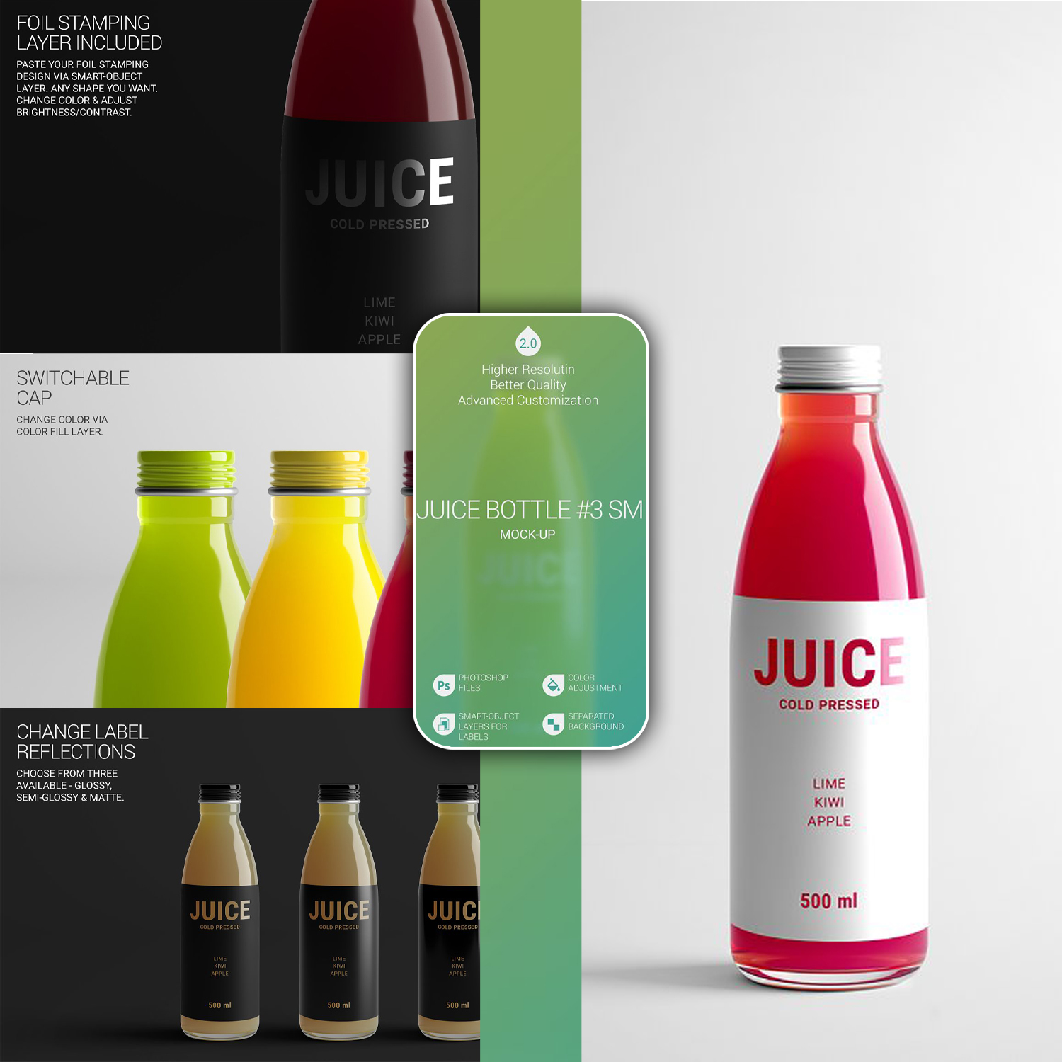Juice bottle mockup preview.