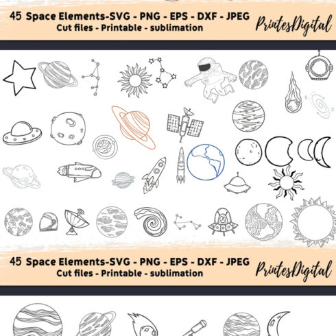 45 Space Svg Bundle, Planets Svg Cricut | Master Bundles