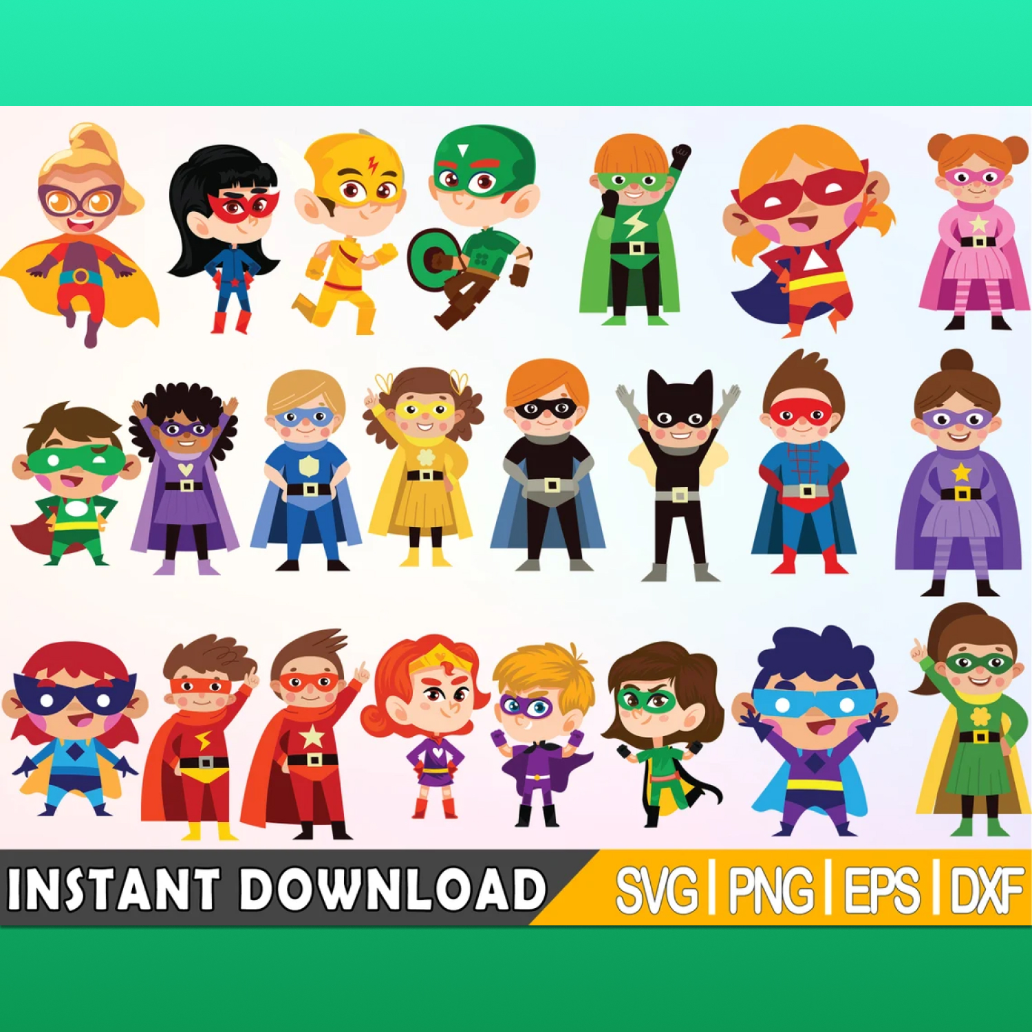 Superhero kids layered preview.