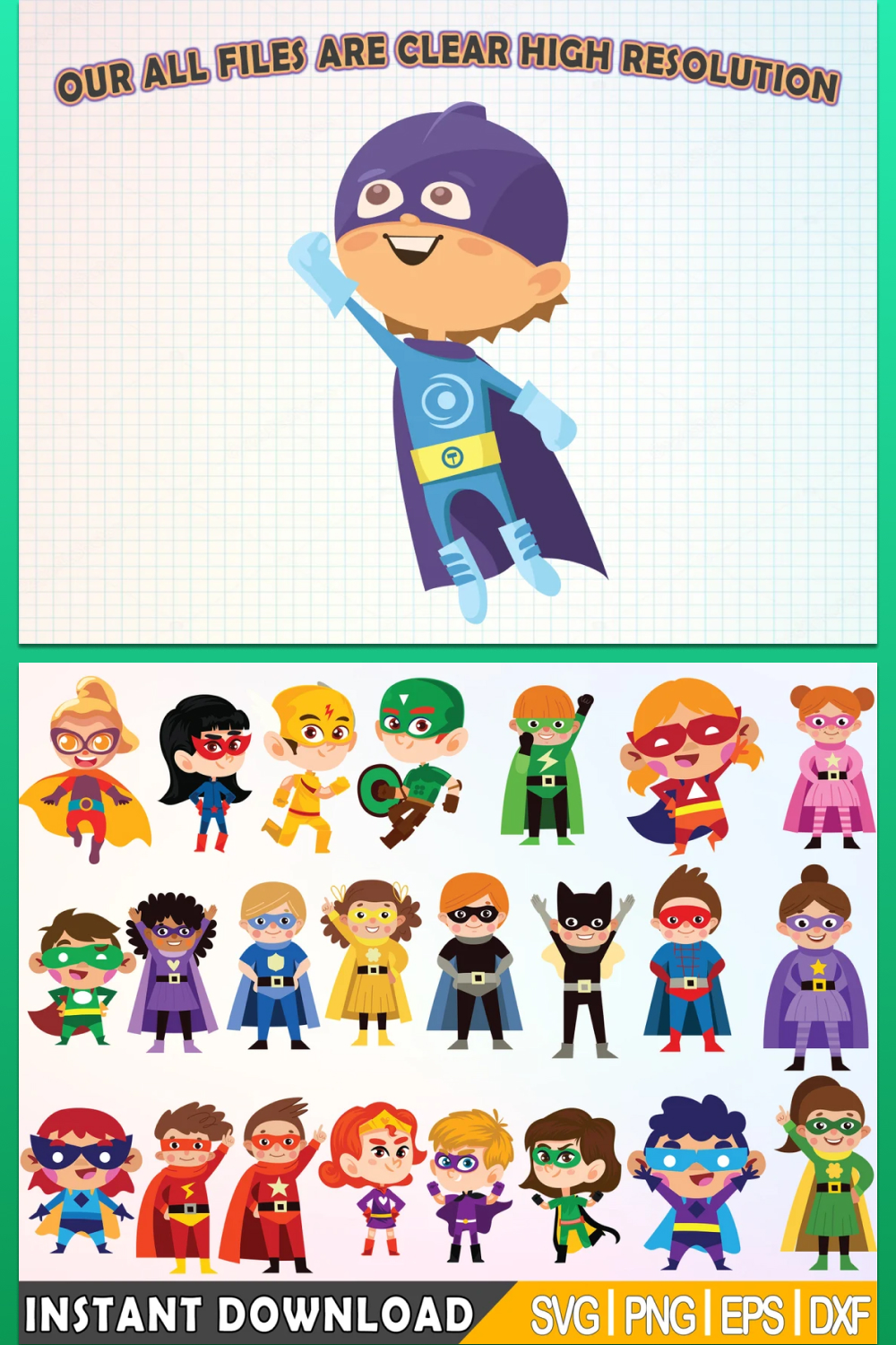 Images of various superheroes.