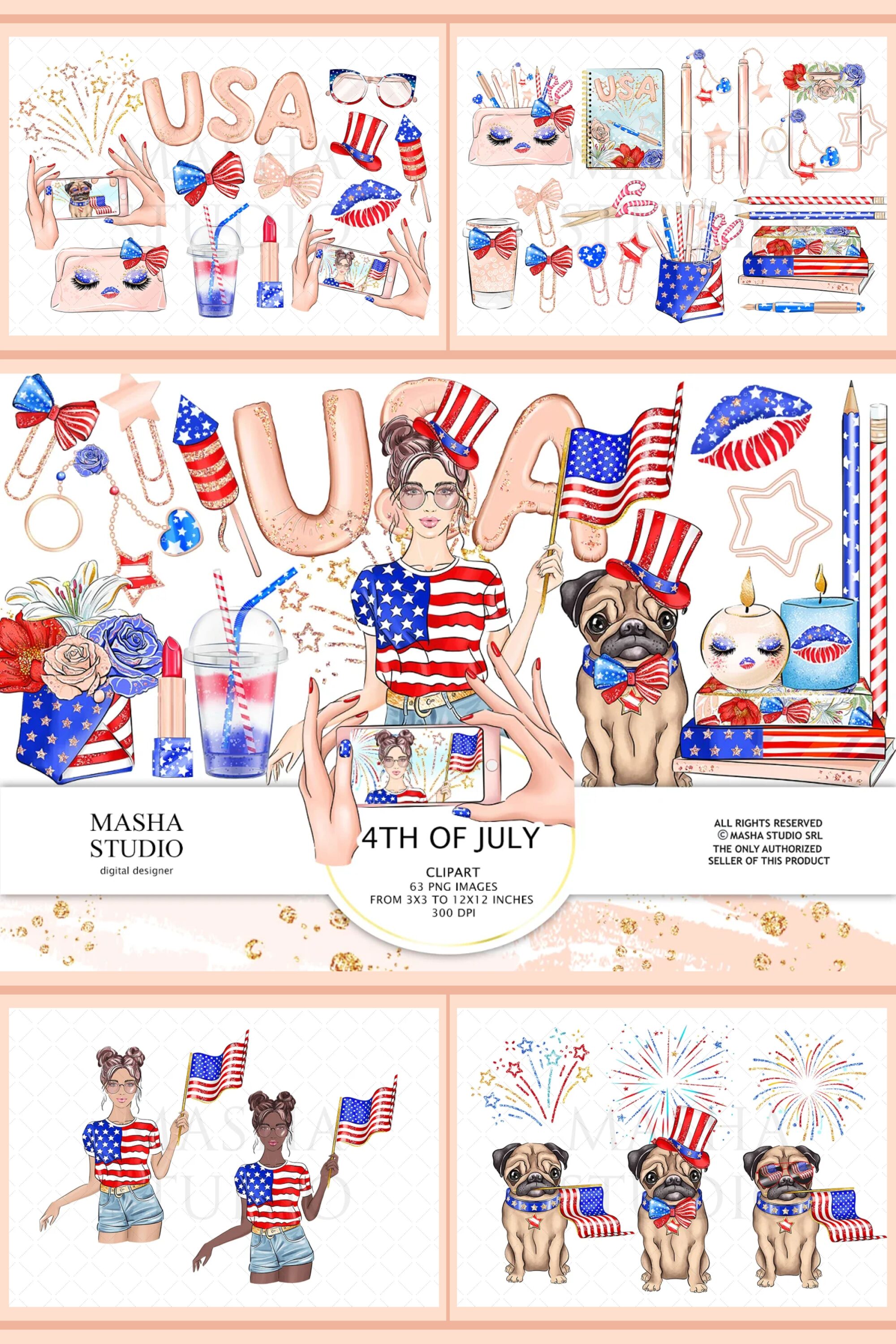 4th of July Clipart pinterest image.