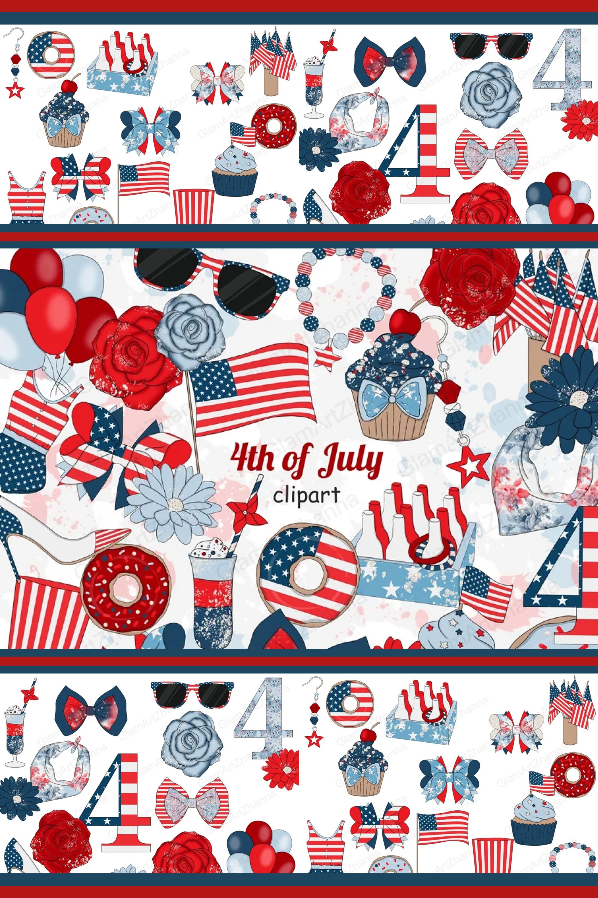 4th of July Clipart pinterest image.