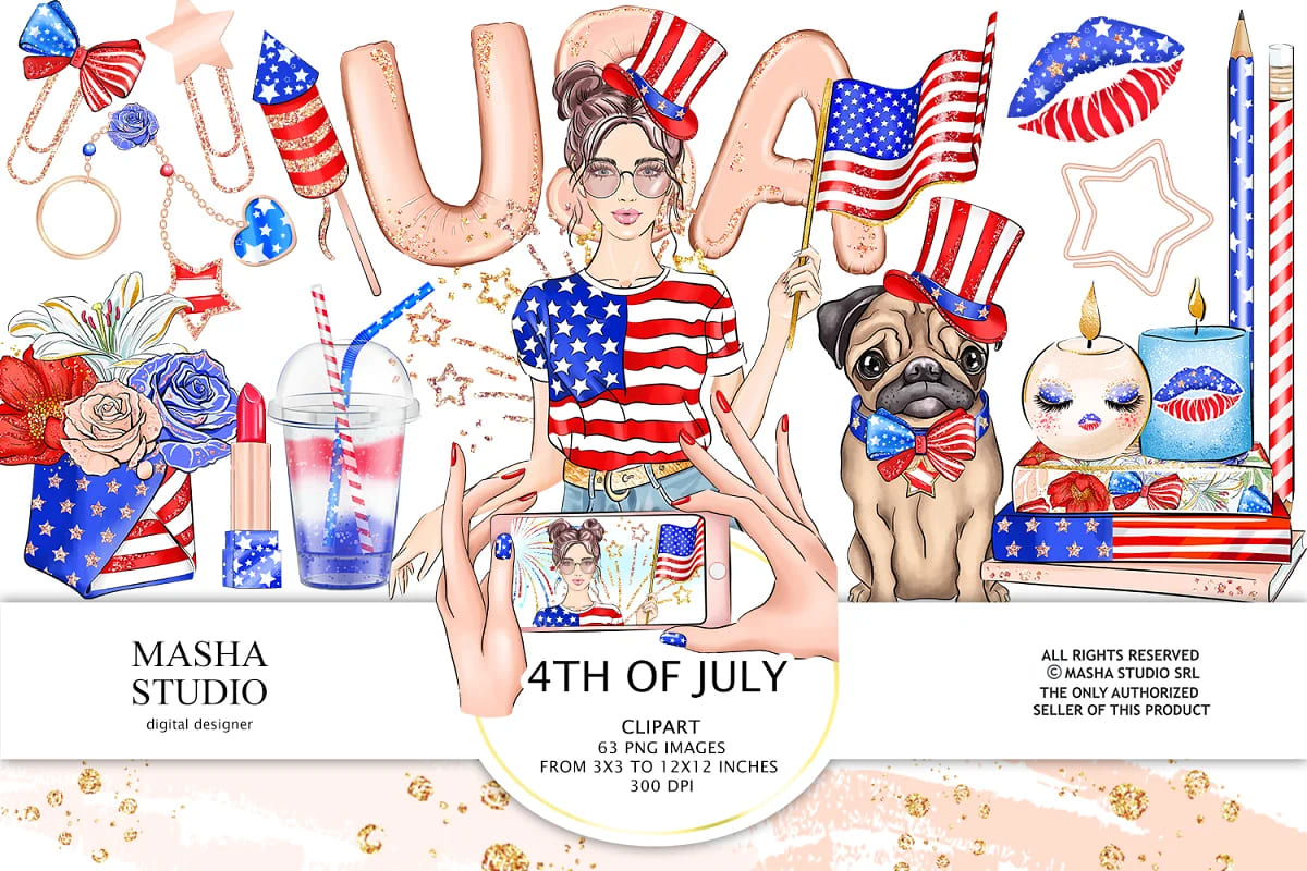 4th of july clipart for your design.