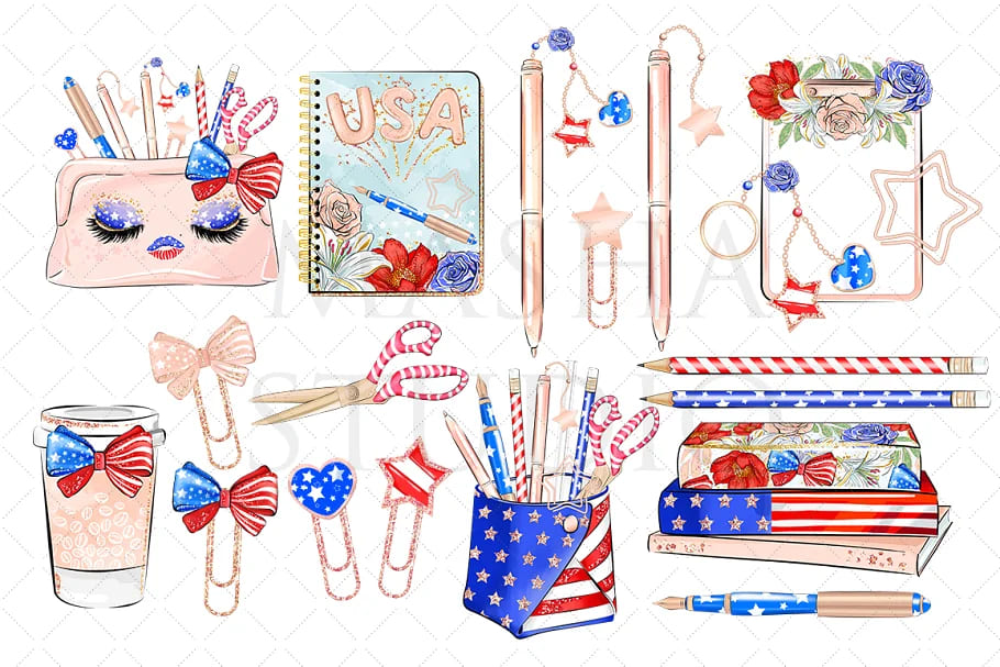 4th of july clipart for stickers.