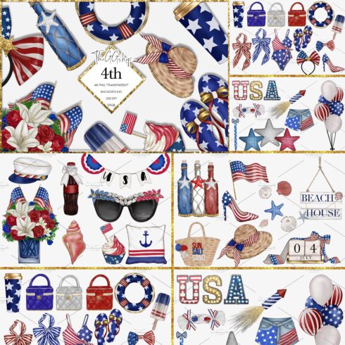 4th Of July Clipart Set cover image.