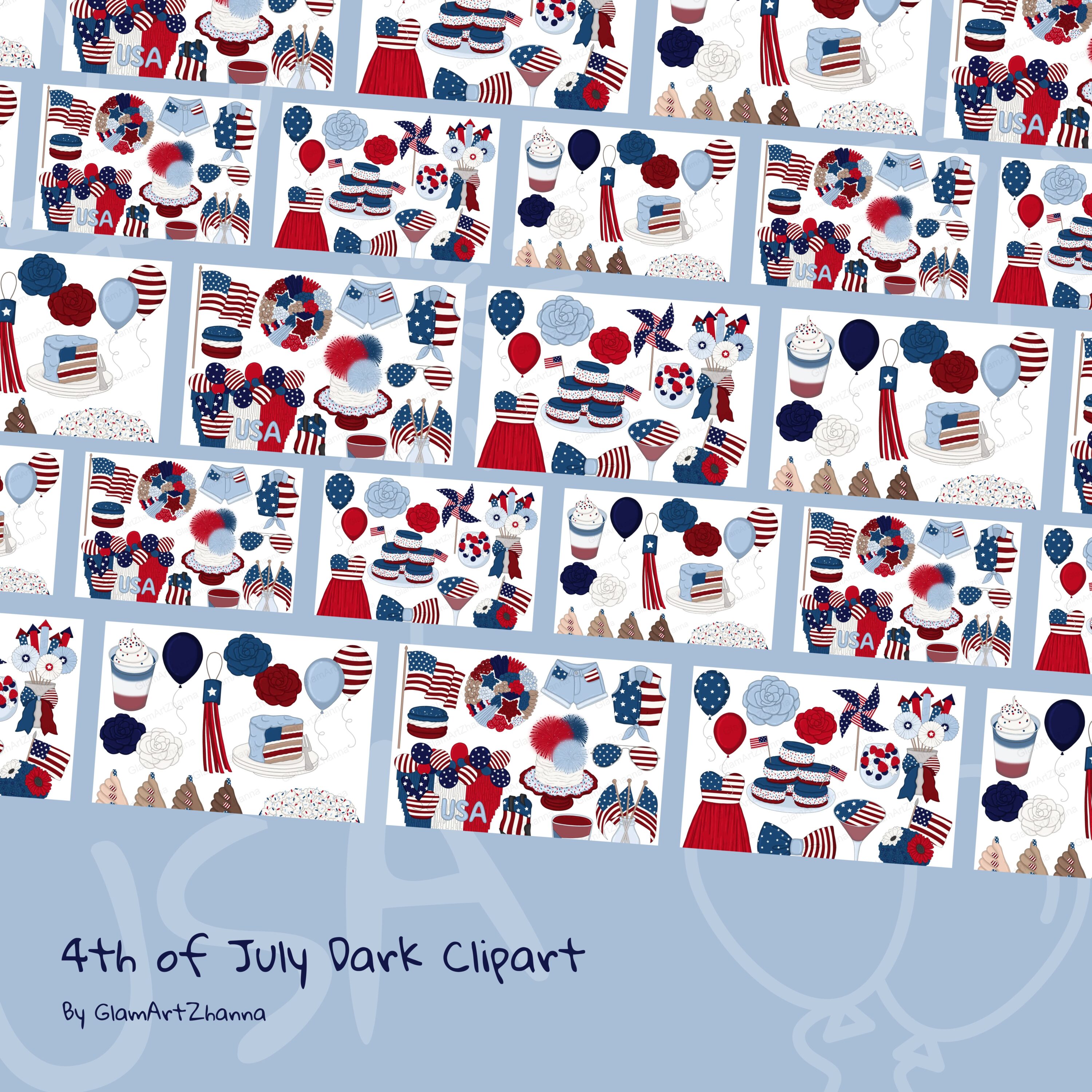 4th of july dark clipart.