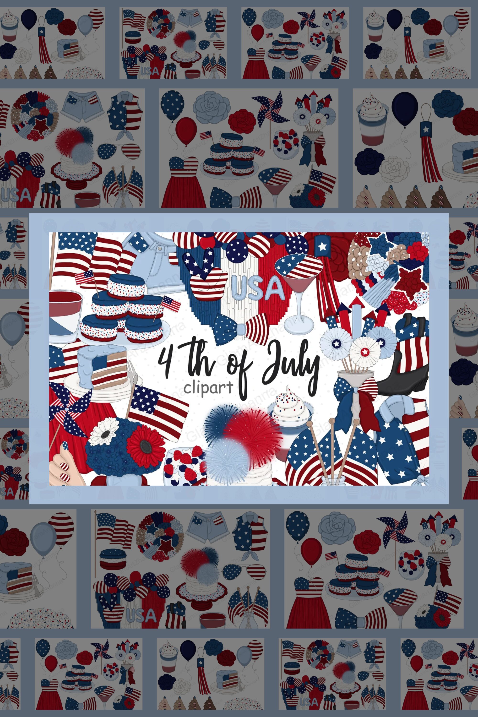 4th of July Dark Clipart pinterest image.