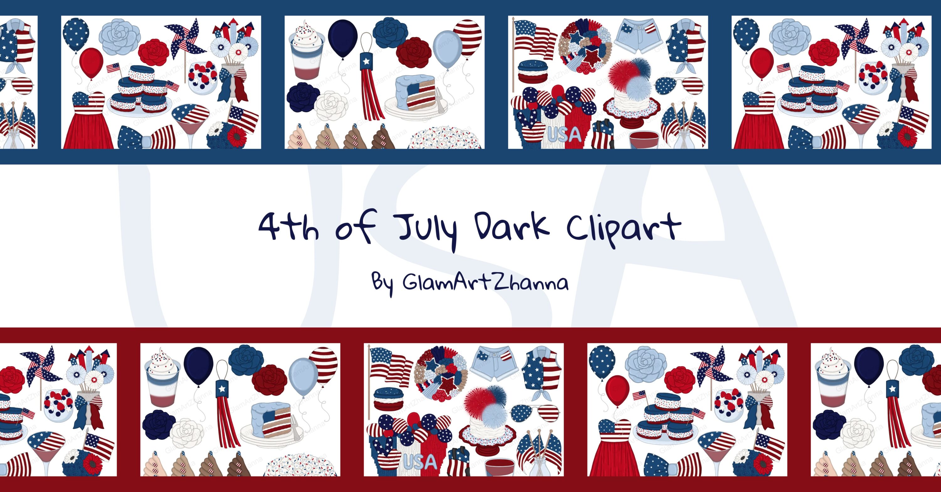 4th of July Dark Clipart facebook image.