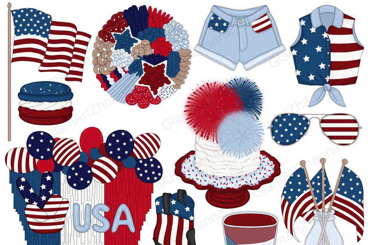 4th of july dark clipart collection.