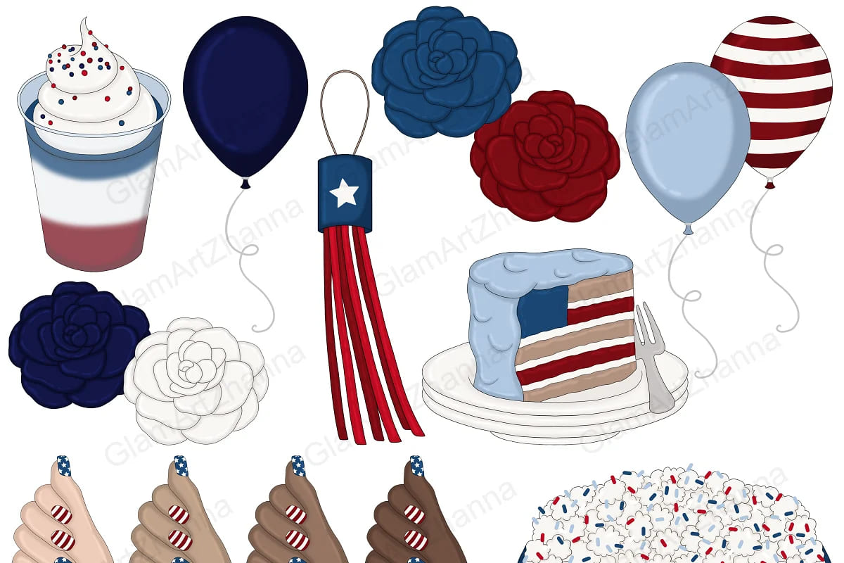 4th of july dark clipart pack.
