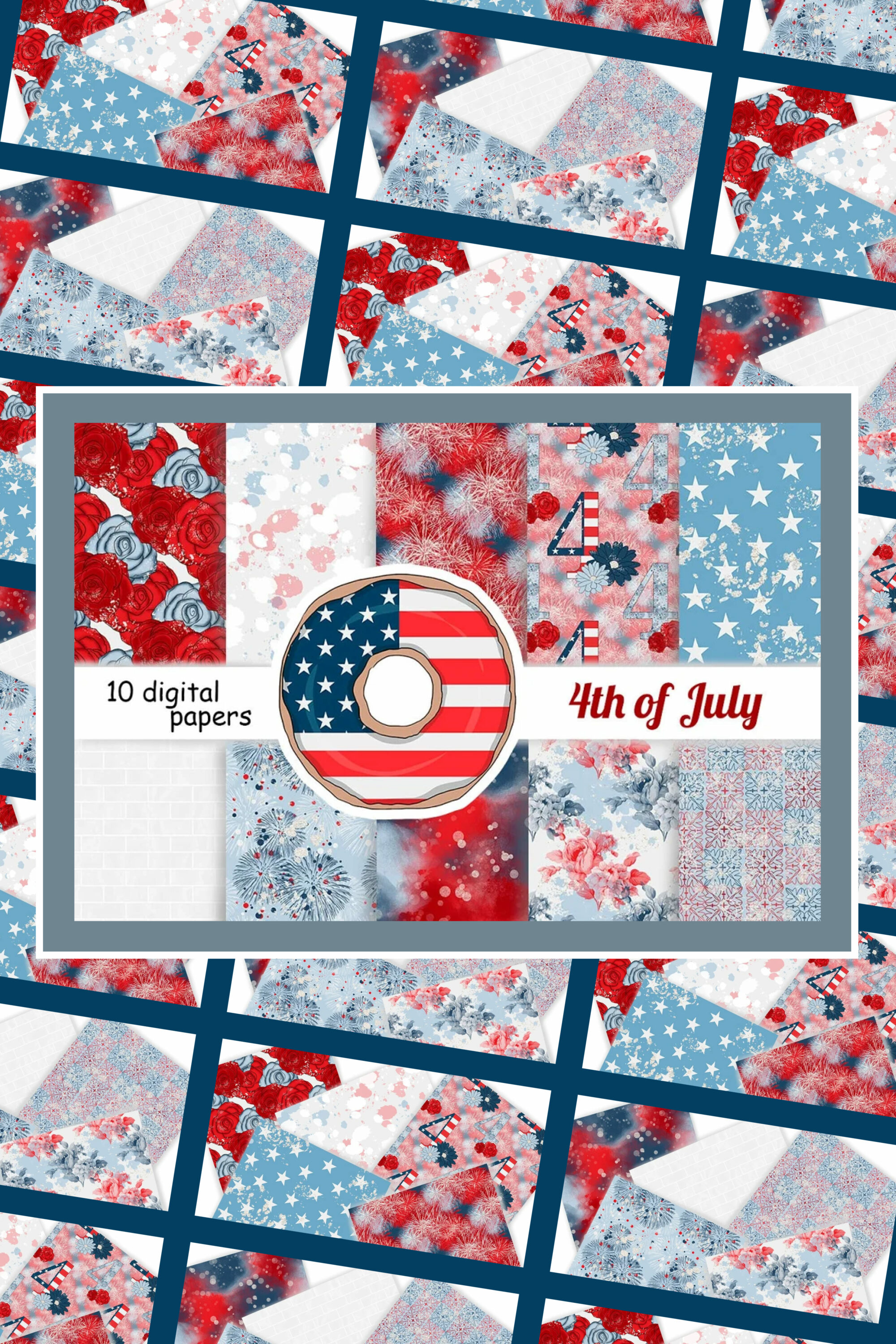 4th of July Pattern pinterest image.