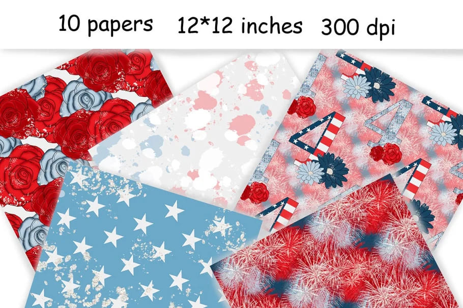 4th of july pattern digital papers.