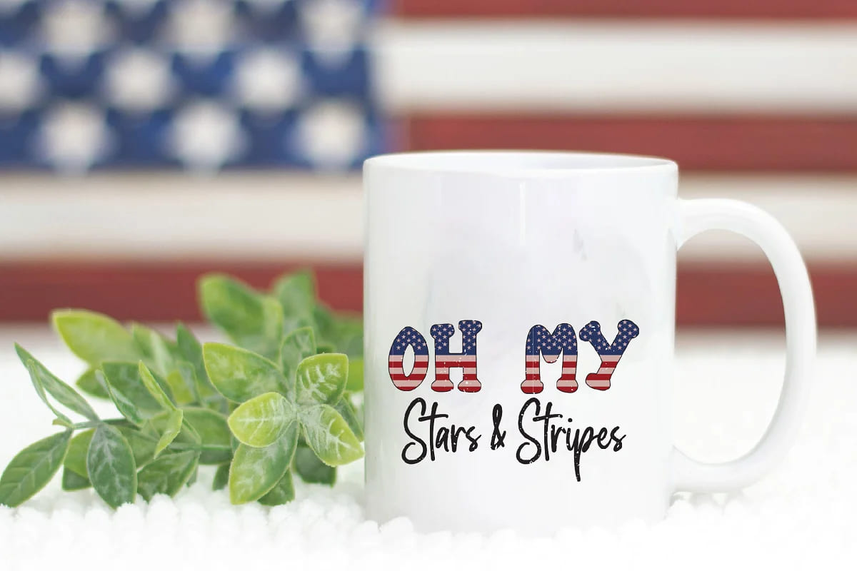 4th of july png sublimation bundle, oh my stars and stripes mug mockup.