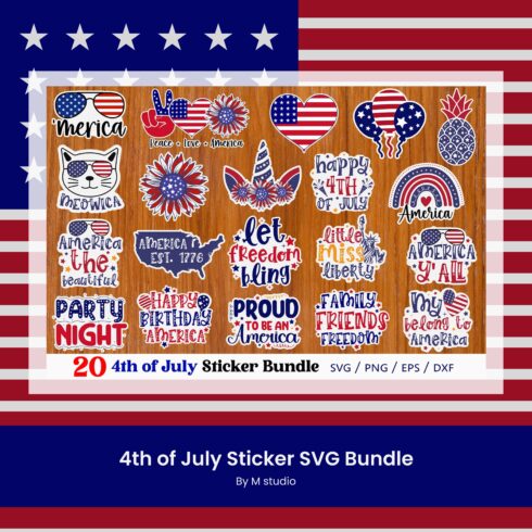 4th of July Sticker SVG Bundle cover image.
