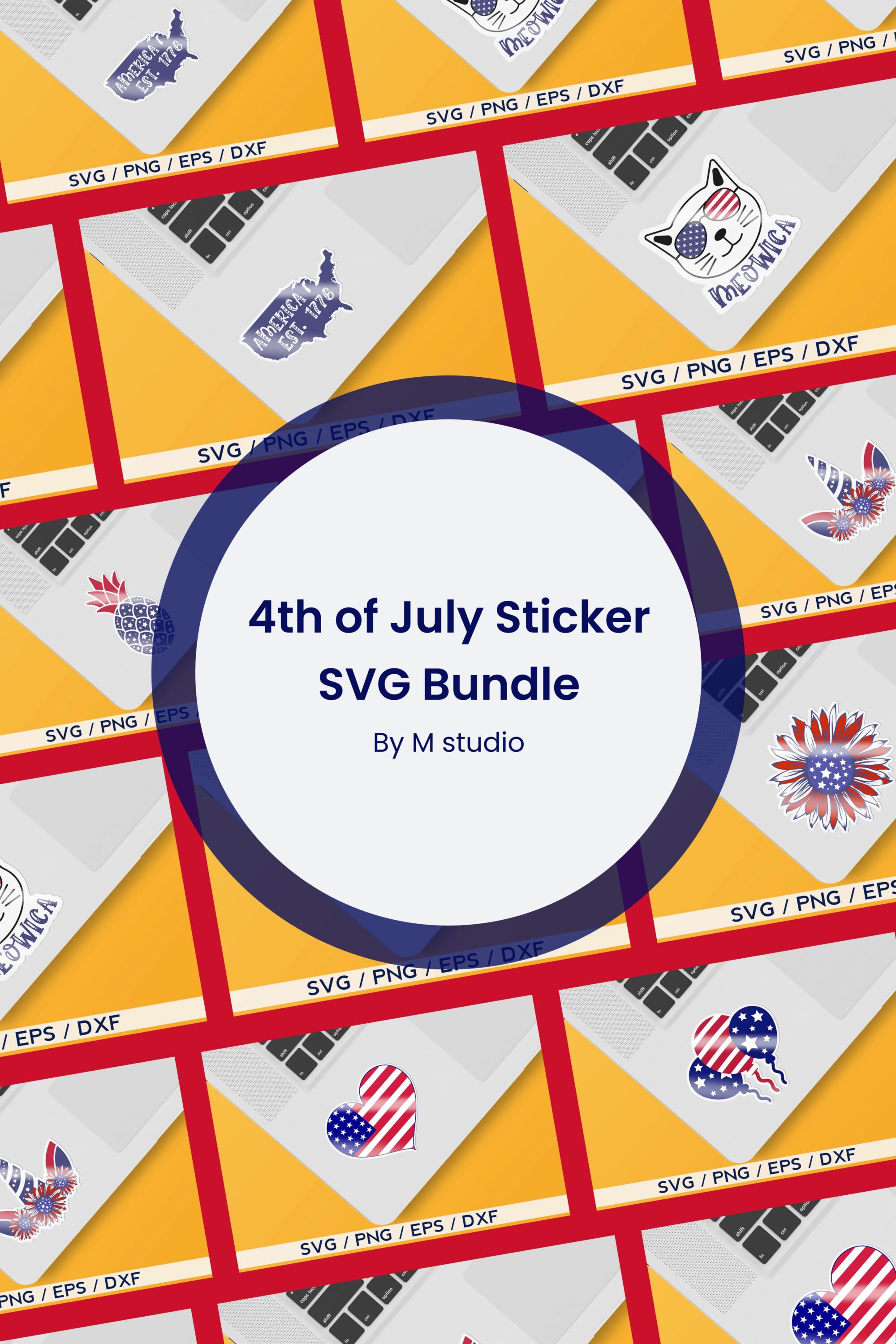 4th of July Sticker SVG Bundle pinterest image.