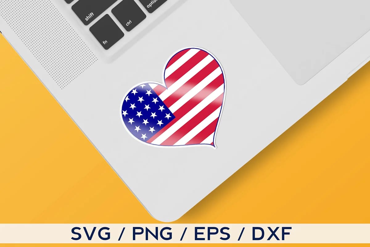 4th of july sticker svg bundle, heart with flag sticker.