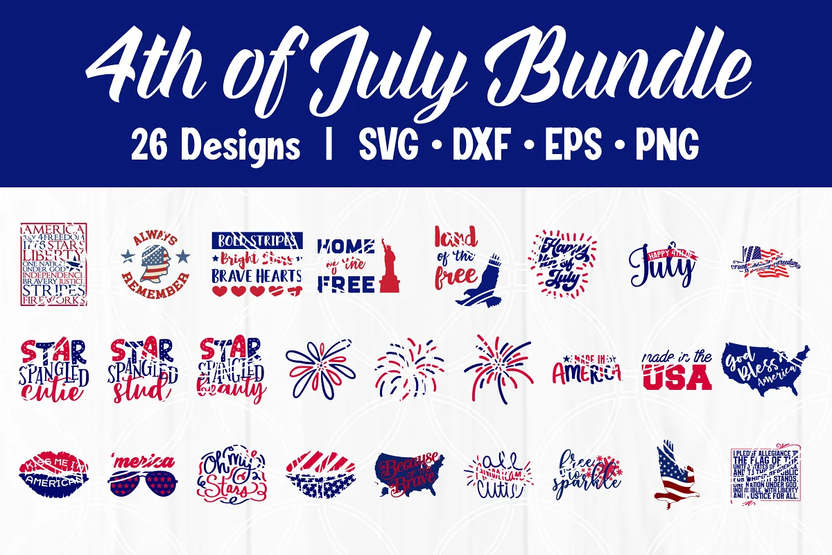 4th of july svg cut files patriotic elements.