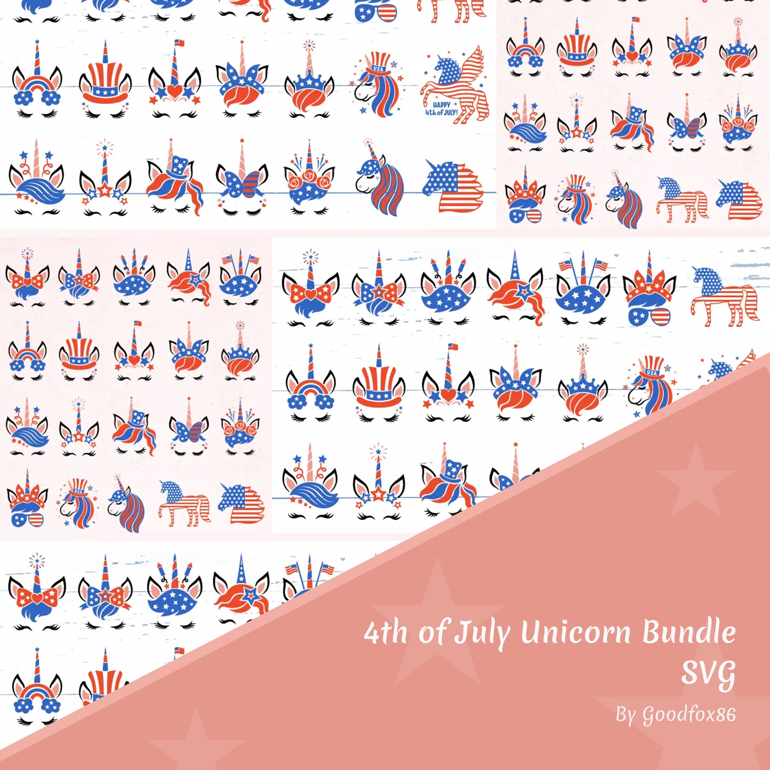 4th of july unicorn bundle svg.