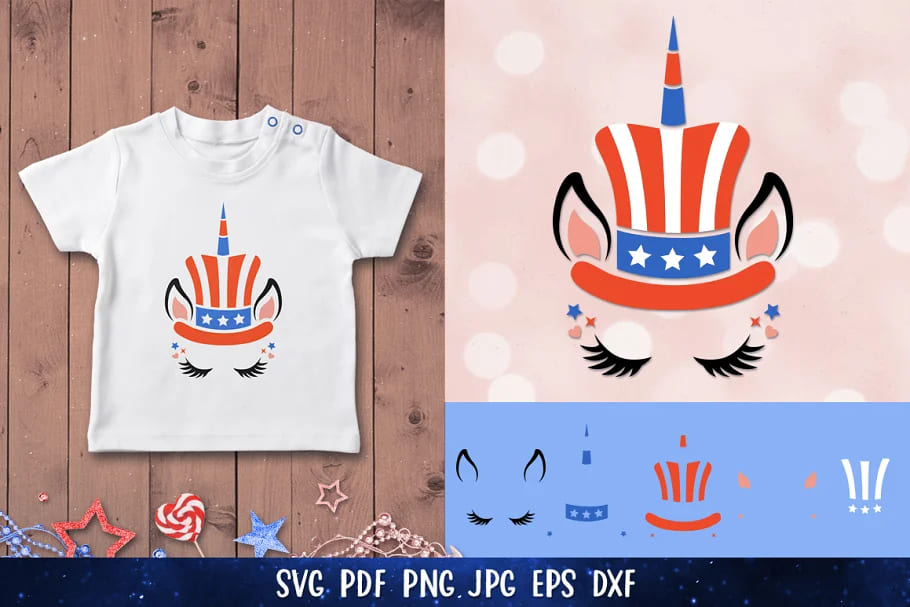 4th of july unicorn bundle svg for kids clothes design.