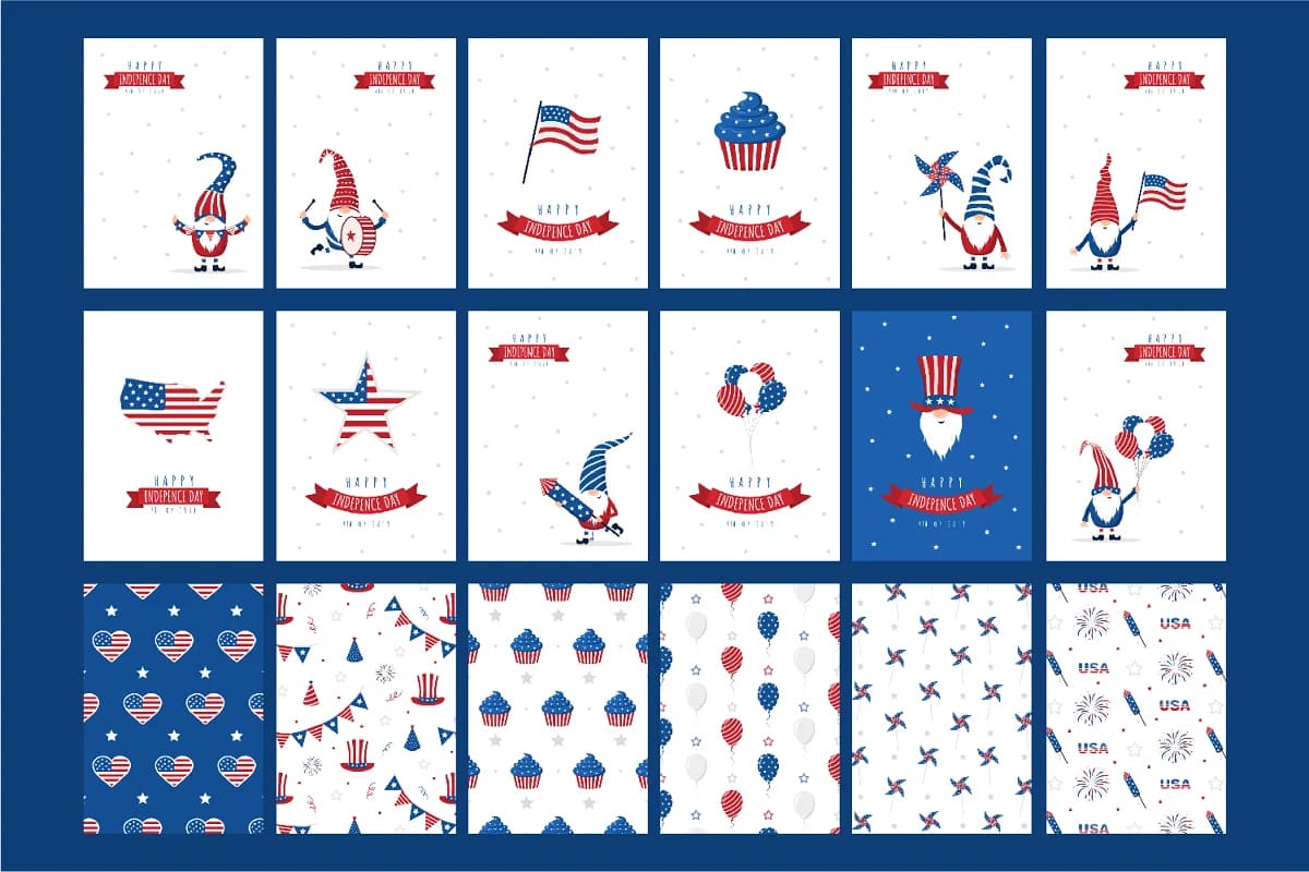 4th of july. patriotic usa gnomes for your design.