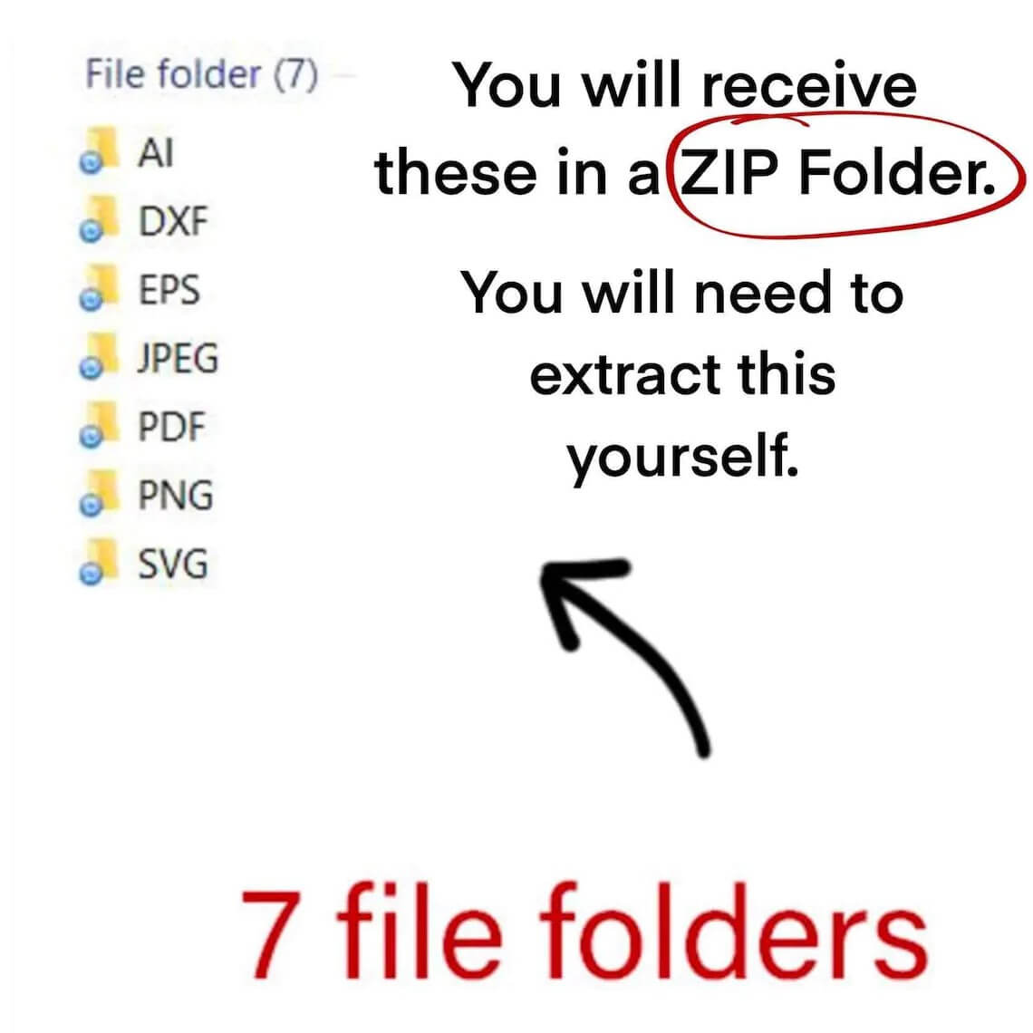 You will receive these in a ZIP Folder.