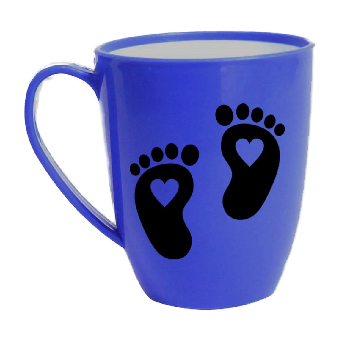 Blue cups with a print.