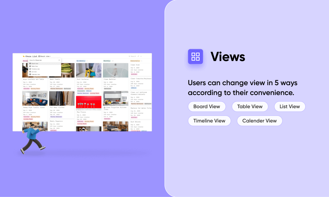 Users can change view in 5 ways according to their convenience.
