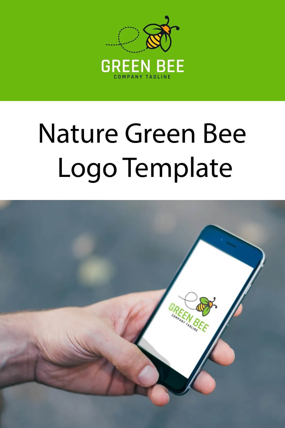 Nature green bee logo template.