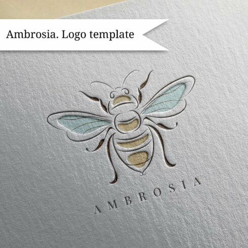 Delicate image of a bee with blue wings of the Ambrosia logo.