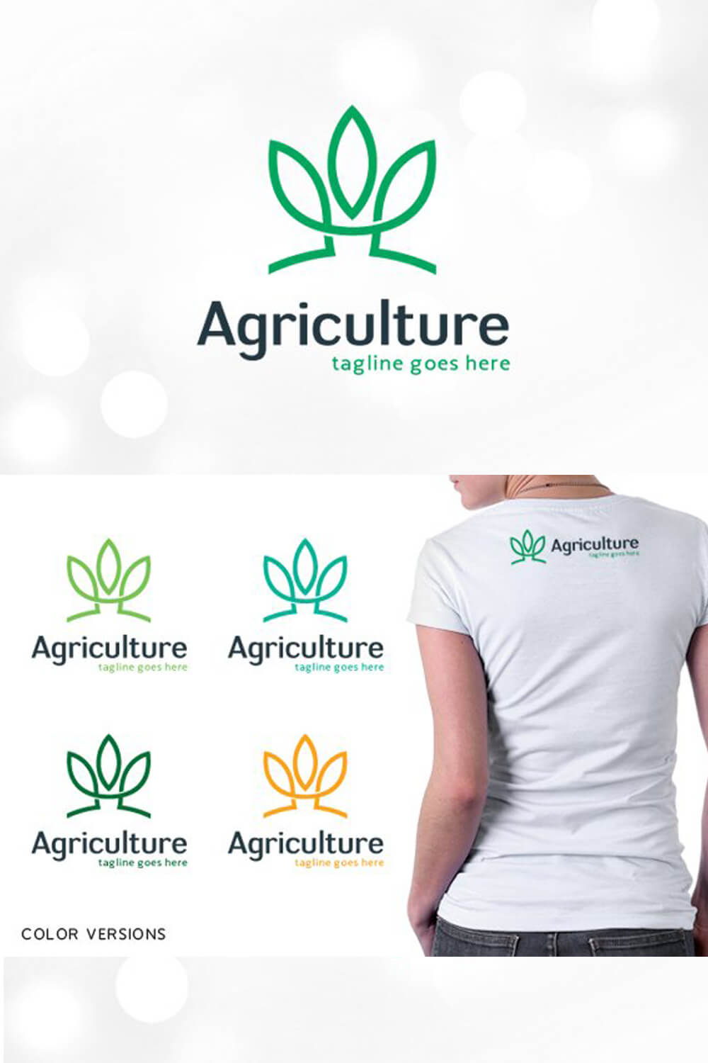 Four colors to apply the agriculture logo on a white t-shirt.