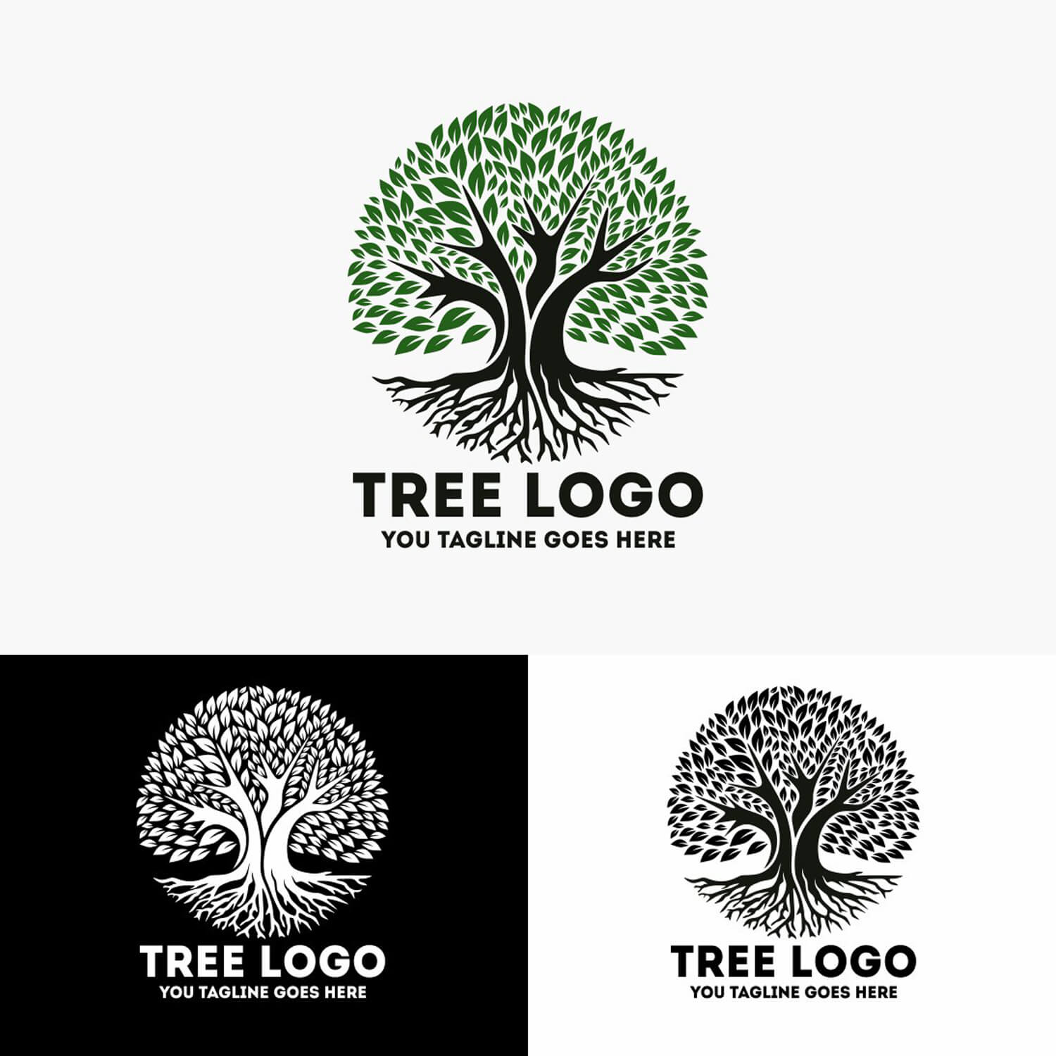 The logo of a large tree, the crown and root system of which forms a circle.
