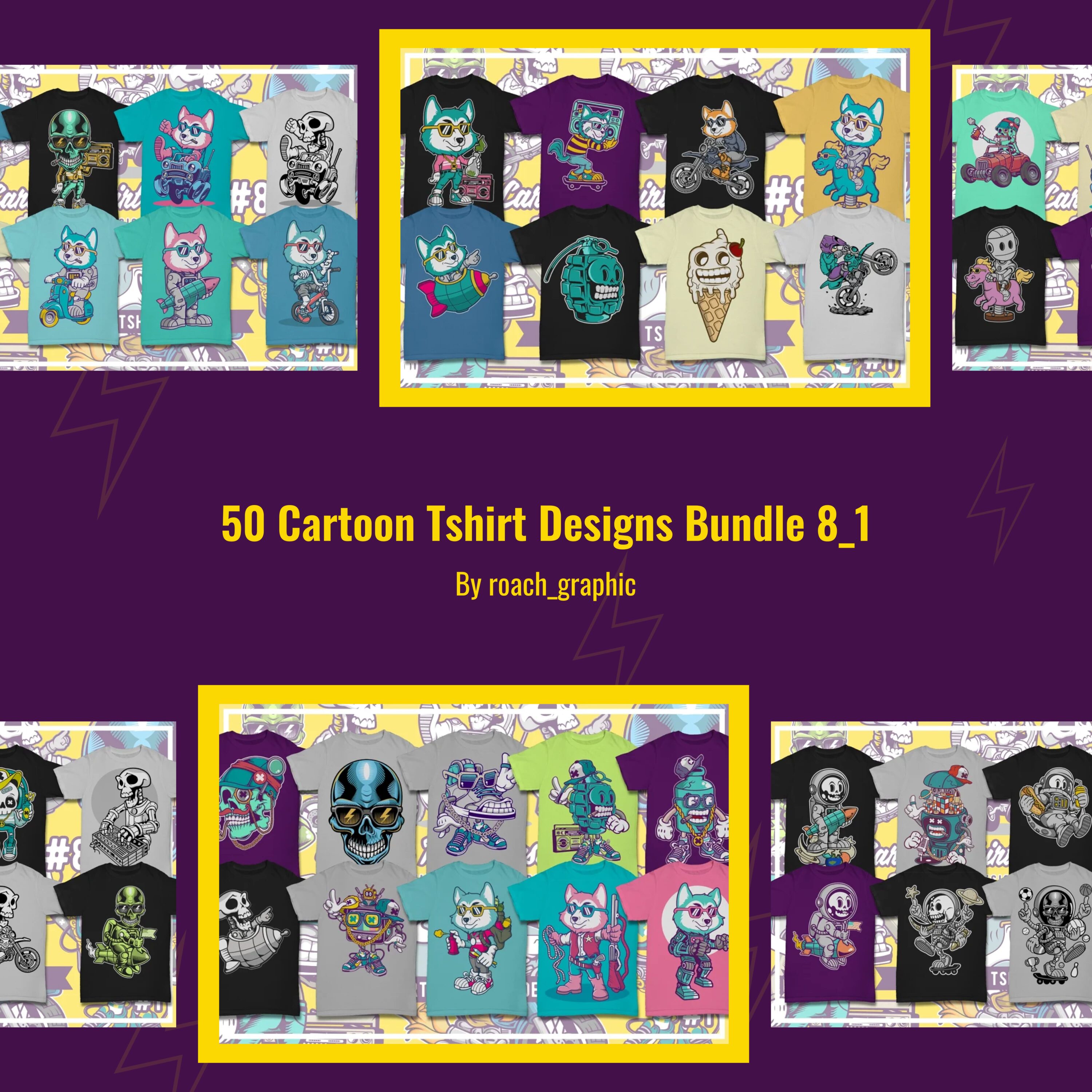 50 Cartoon Tshirt Designs Bundle 8_1 – MasterBundles