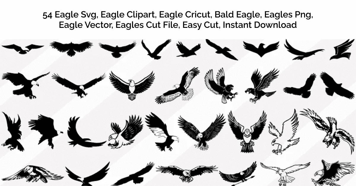 54 Eagle Vector Images - SVG Bundle - Flock Of Eagles.