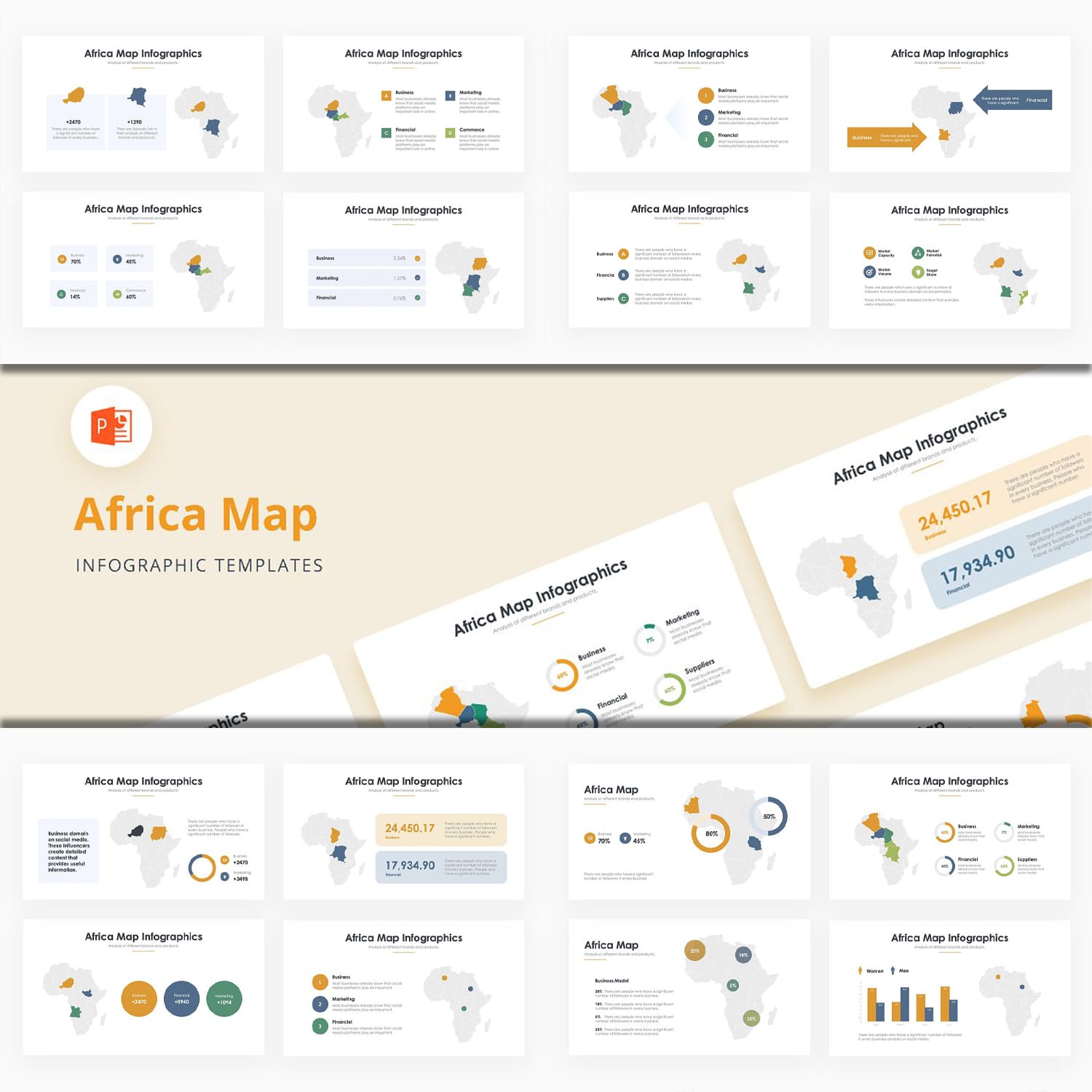 africa map infographics powerpoint.