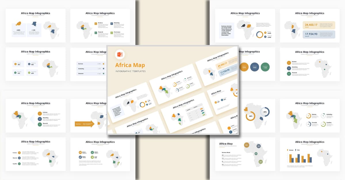 Africa Map Infographics - PowerPoint facebook image.