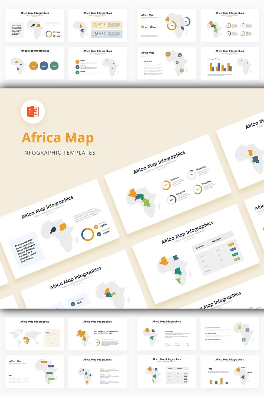 Africa Map Infographics - PowerPoint pinterest image.