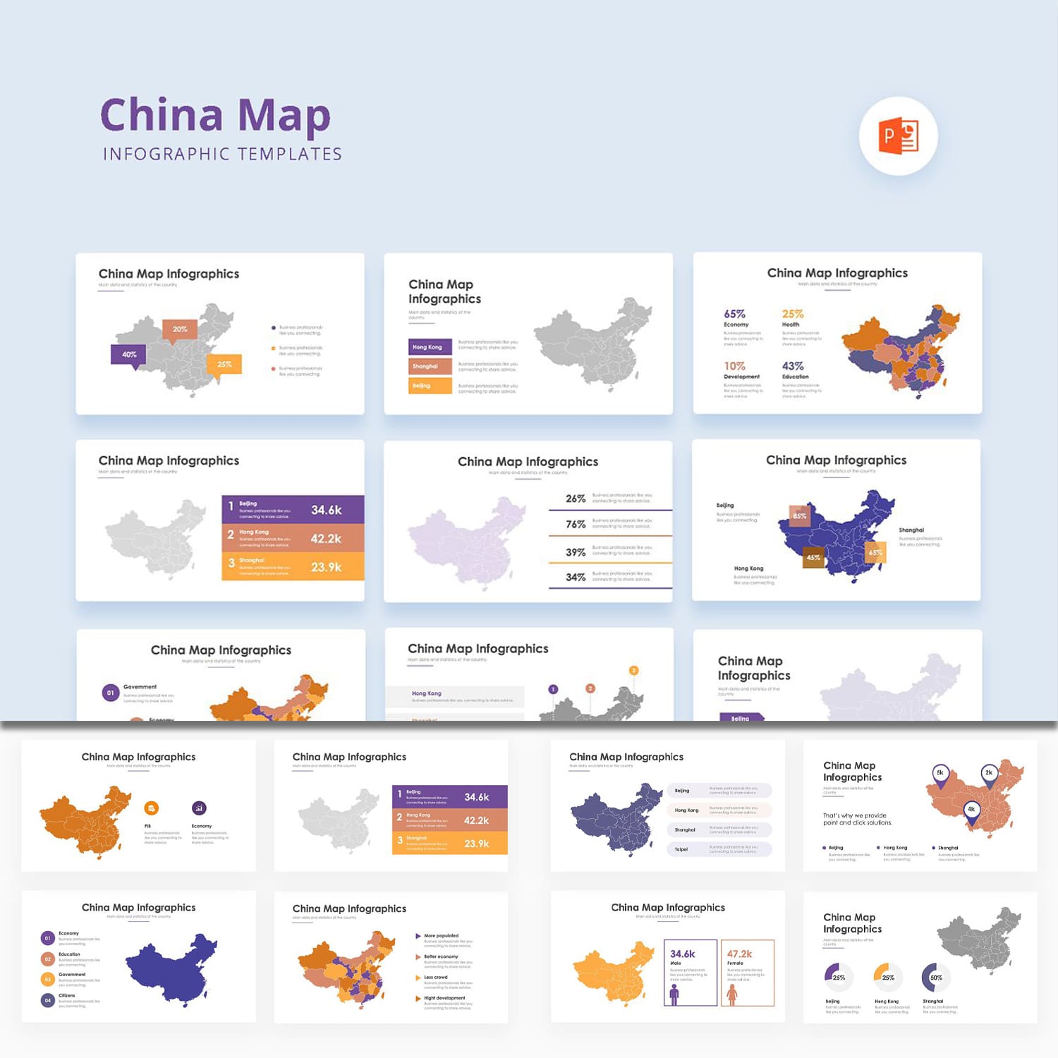 china map infographics powerpoint.