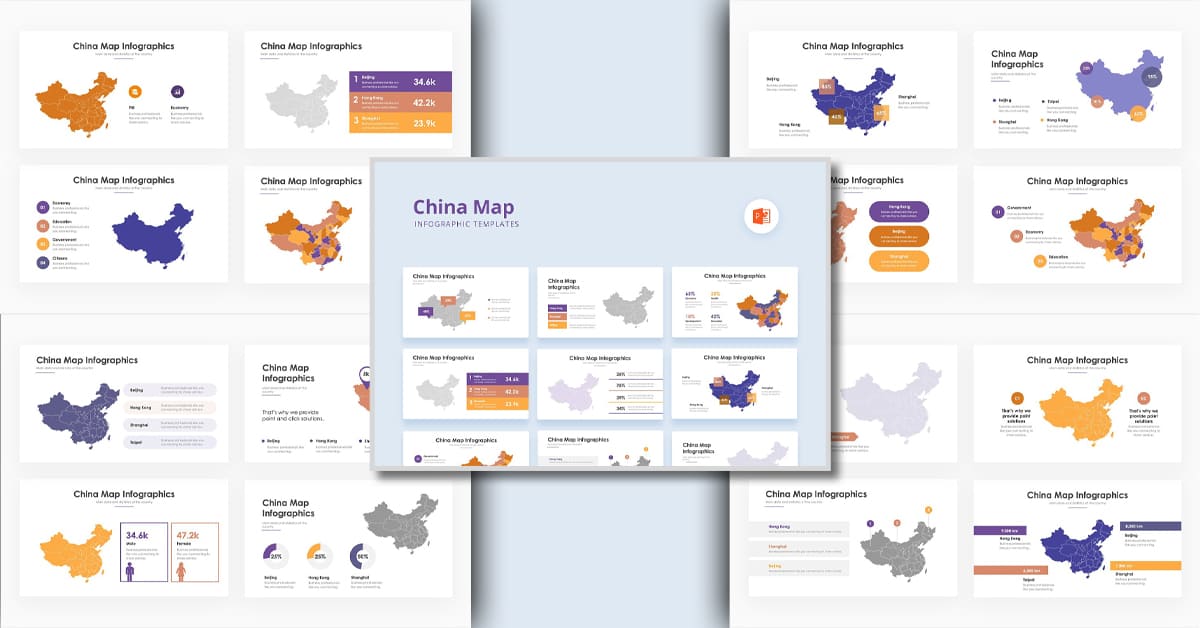 China Map Infographics - PowerPoint facebook image.
