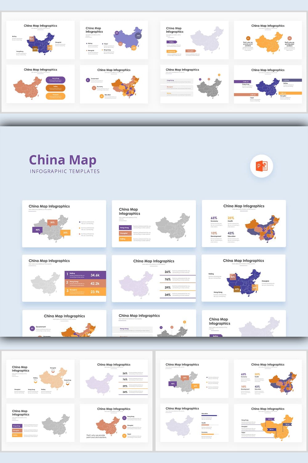 China Map Infographics - PowerPoint pinterest image.