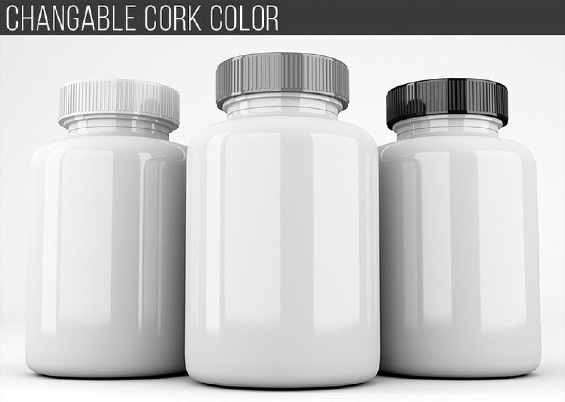 White jars with rhino-colored lids.