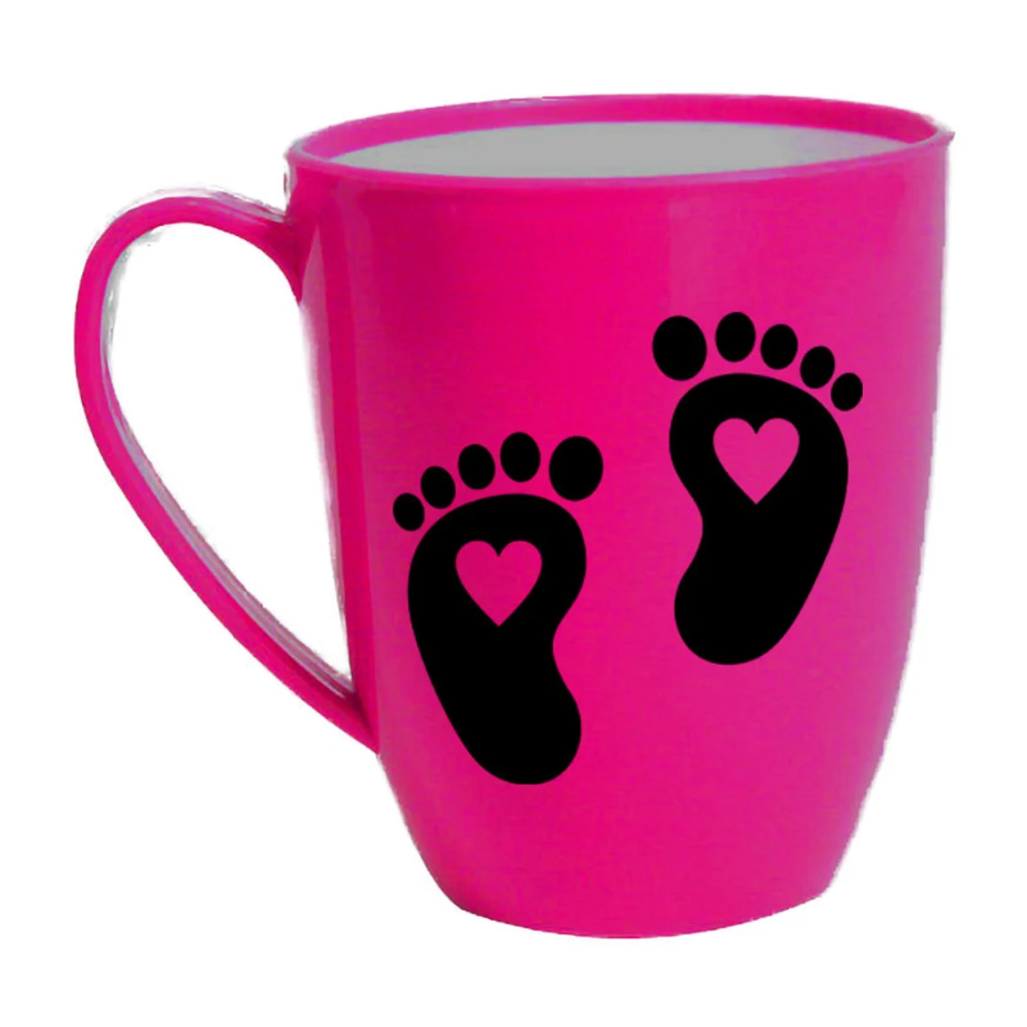 Pink cup with children's legs.