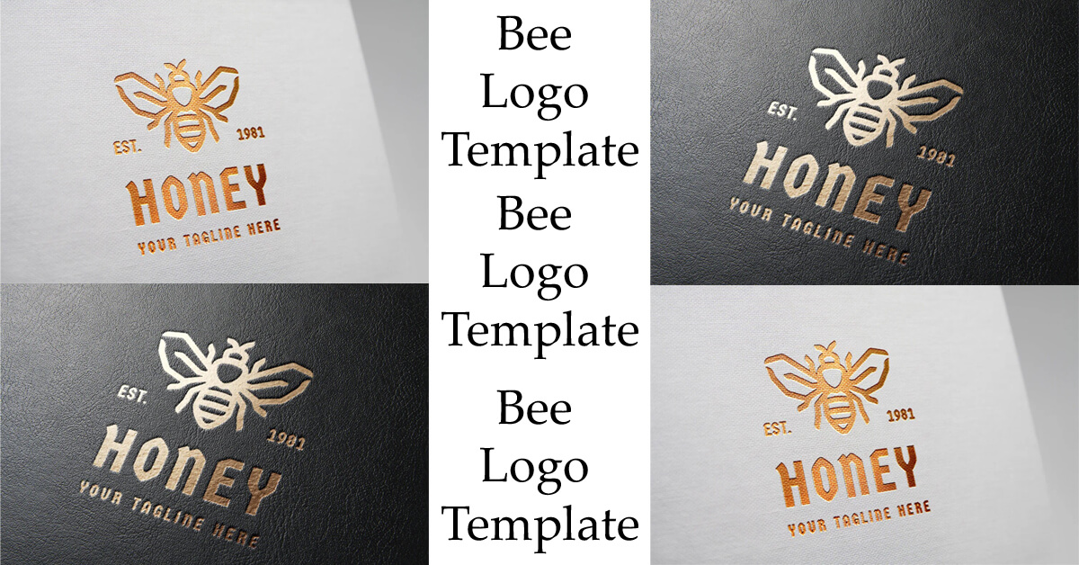 Bee Logo Template on white and black background.