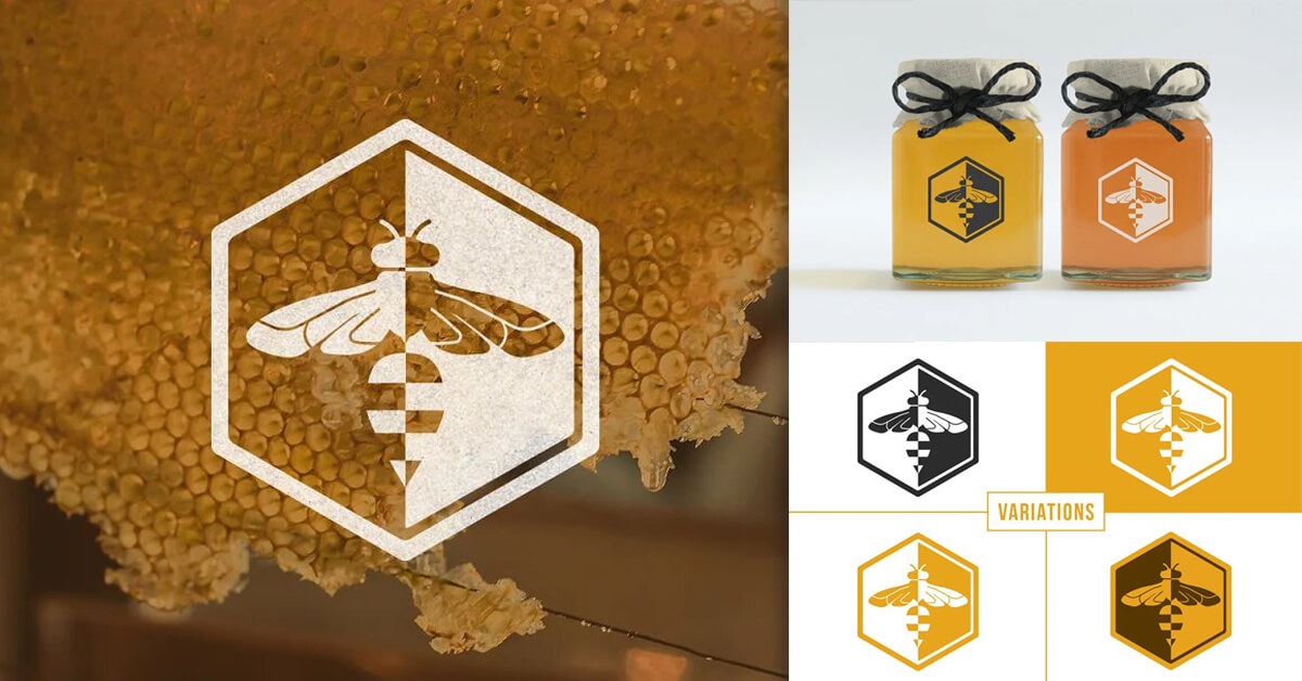 Bee logo as a symbol of honey collection.