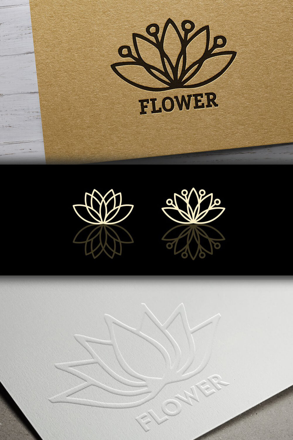Several variants of the lotus logo.